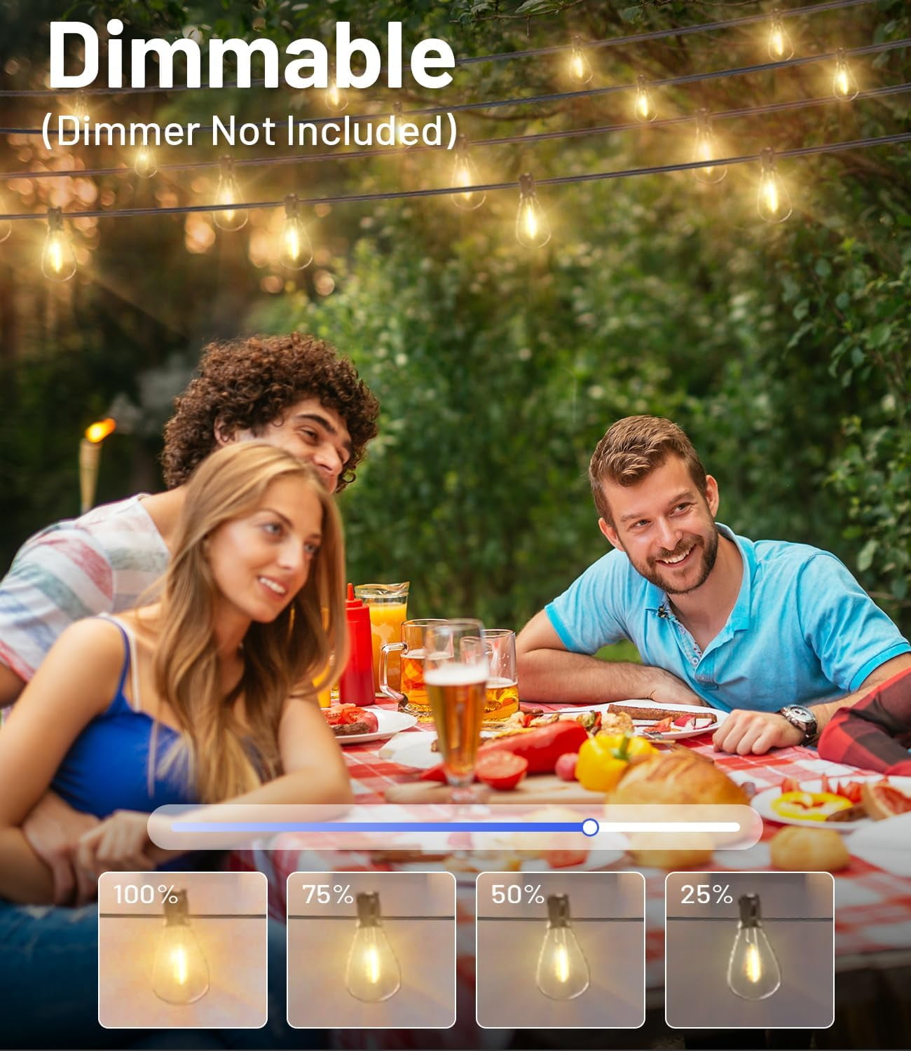 200FT Outdoor String Lights, Ultra Long Waterproof 60+2 Edison Shatterproof Bulbs Led Outside Patio Lights for Porch Deck Garden Backyard Balcony Wedding Party Decor