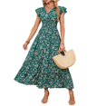 thumbnail image 7 of Delconic Women’s Short Sleeve V Neck Floral Print Maxi Dress Lightweight Flowy Casual Summer Long Dress for Daily Wear Army Green L, 7 of 7