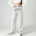 thumbnail image 2 of BJUTIR Girls Pants Letter Print Casual Wide Leg Pants Loose Fit Comfortable Pants For Youth Children Fashion Softness White Trousers Size 12-13 Years, 2 of 4