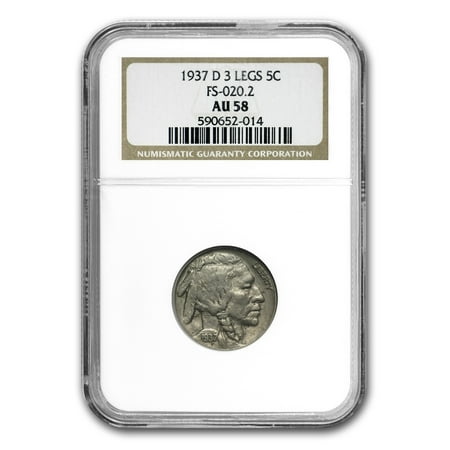 1937-D 3 Legged Buffalo Nickel AU-58 NGC