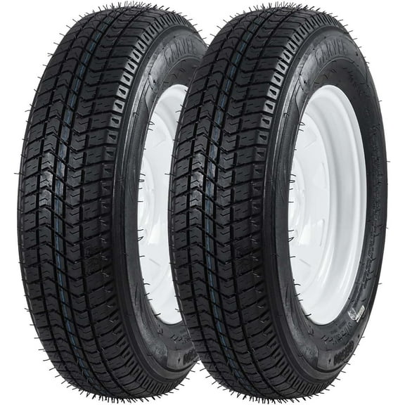 ST175/80D13 Trailer Tire and Wheel Assembly, Heavy-Duty Load Range C 6PR, 5 Lug White Modular Wheel, 13 Inch Tires for Utility/Boat/Camper Trailers, Set of 2