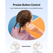 Baseus Open Ear Earbuds, Clip-On Wireless Earbud ,38H Playtime Bluetooth 5.3 Headphones, 2+2 Mic ENC, IPX5 Waterproof, White