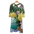 thumbnail image 4 of Robe à Encolure Carrée Monde Succulent Robe d'Été Douce Femmes Élégante Robe à Imprimé Dos Nu Plantes Succulentes Nature Couleurs Cactus, 4 of 5