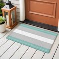 thumbnail image 4 of 2x3 Ft Entryway Area Rug, Turquoise Grey Stripe Kitchen Rug Runner Washable Floor Mat, Modern Art Horizontal Striped Non Slip Indoor Door Mat Throw Carpet for Bathroom Living Room Bedroom, 4 of 8