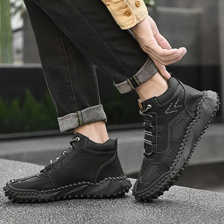 

Akiihool Mens boots Men s Low Wedges Ankle Boots Boots for Men Booties Comfortable Outdoor Anti Slip Shoes (Black 10.5)