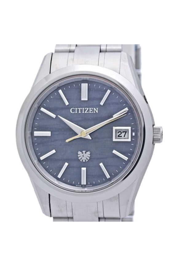 Pre-Owned CITIZEN The Citizen AQ4100-65L Men's Titanium Solar Watch with Indigo-Dyed Washi Dial...
