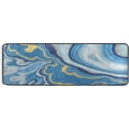 thumbnail image 5 of SKYSONIC 2X6 Feet 3D Blue Marble Runner Rug with Rubber Backing, Gold Fluid Non Slip Entryway Rug Runner Washable Soft Area Rug Carpet for Hallway Bedroom Kitchen Decor, 5 of 6