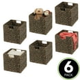 thumbnail image 2 of mDesign Hyacinth Woven Cube Bin Basket Organizer, Handles, 6 Pack, Black Wash, 2 of 9