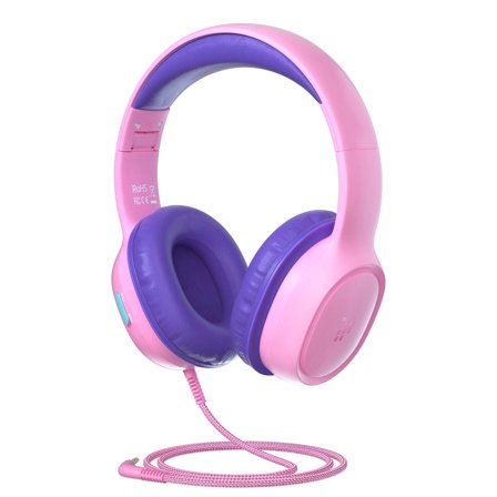 Wired Kids Headphones – Safe Volume Control, Durable Design, and Universal Compatibility for Young Learners (Pink & Purple) Tronsmart KH01