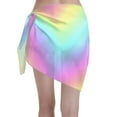 thumbnail image 2 of Swimsuit Coverups For Women Rainbow Stripe Sarong Beach Bikini Wrap Sheer Short Skirt Chiffon Scarf For Swimwear, 2 of 7
