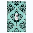 thumbnail image 1 of Metal Light Switch Plate Cover Elegant Teal Black Diamond Rose Damask DAM095, 1 of 13
