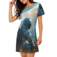 thumbnail image 2 of Lsque Astronaut Contemplating Planet Pattern Nightgowns for Women Sleep Shirts Short Sleeve Nightshirt Pullover Nightdress Soft Sleepwear Relaxed Fit Nightdress, 2 of 6