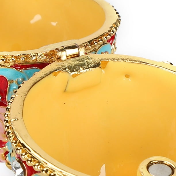 Vintage Egg Shaped Jewelry Box Enamel Trinket Box with
