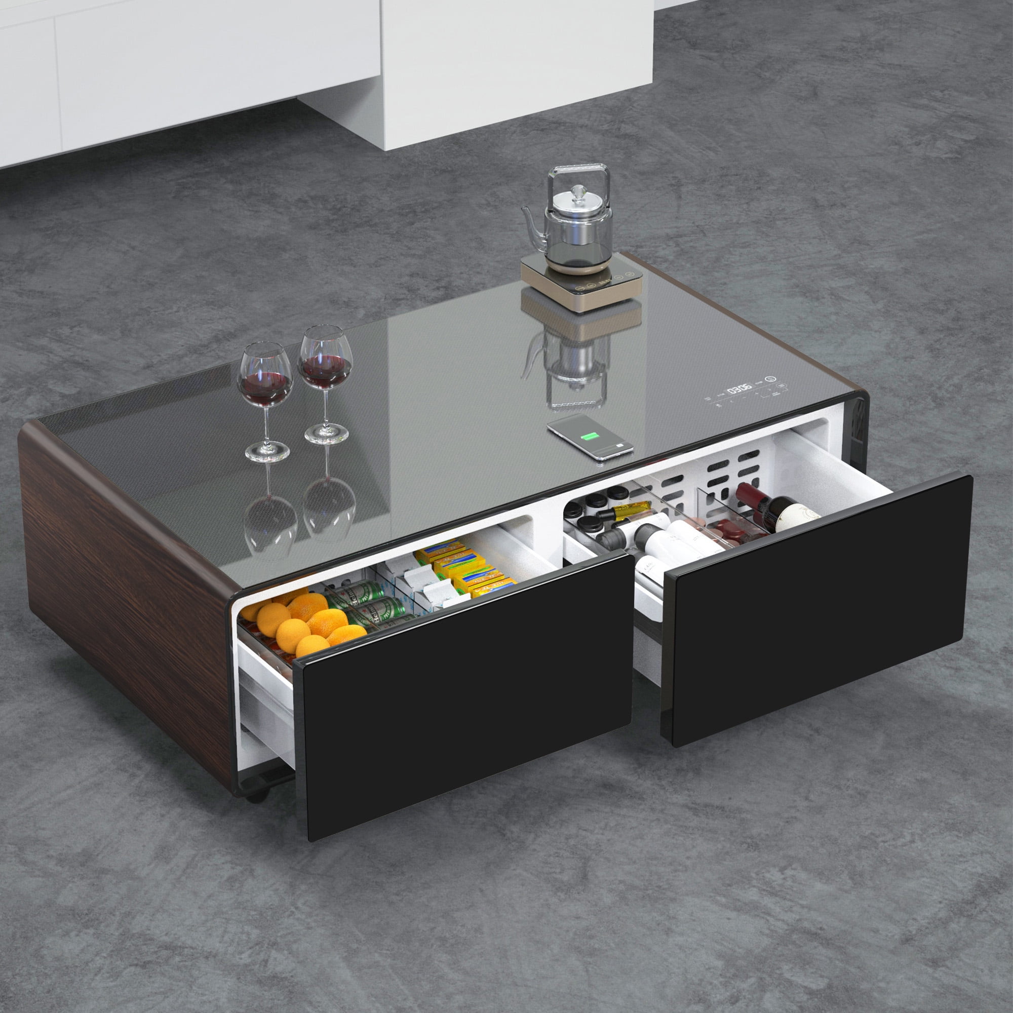 LIVTAB Smart Coffee Table with Built in Fridge, Bluetooth Speakers
