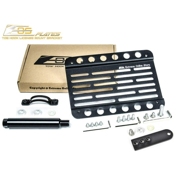 Extreme Online Store Replacement for 2010-2013 Mercedes Benz W212 E-Class Sedan Models with PDC | EOS Version 1 Mid Sized Front Bumper Tow Hook License Plate Relocator With Lowering Mount Bracket