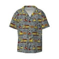 thumbnail image 4 of Uemuo Modern Excavator Pattern Cotton Linen Short Sleeve Shirts,Casual Lightweight Button Down Shirts,Vacation Beach Summer Tops-XX-Large, 4 of 7