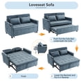 thumbnail image 4 of 3-in-1 Convertible Sofa Bed, 57" Pull Out Sleeper Sofa with Charging Station & Phone Holder and Adjustable Backrest, Chenille Loveseat Sofa with Side Pocket, Blue, 4 of 7