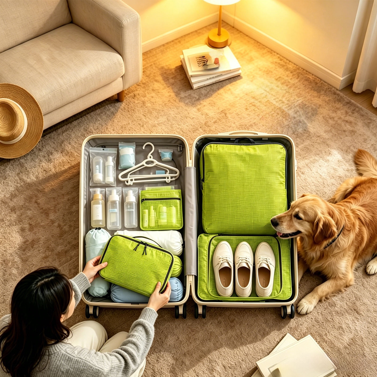 PONPRNGY 1Pc Compression Packing Cubes for Travel, Lightweight Packaging Organizer Bags for Carry On Space Saving, Travel Essentials Cubes for Suitcase Backpack