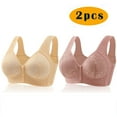 thumbnail image 4 of fheaev 2 Pack Front Closure Bras For Women Plus Size Full Coverage No Underwire Comfort Wireless Snap Closing Convenient Everyday Bra Front Button Bras Middle-Aged Older Women Front Buckle Corset Bra, 4 of 4