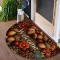thumbnail image 2 of 35.43*23.62in Halloween Semi-Circular Pumpkin Door Mat, Printed Floor Mat, Polyester Entrance Mat, Autumn Thanksgiving Porch Entry Mat, Easy-to-Clean Indoor & Outdoor Mat, 2 of 6