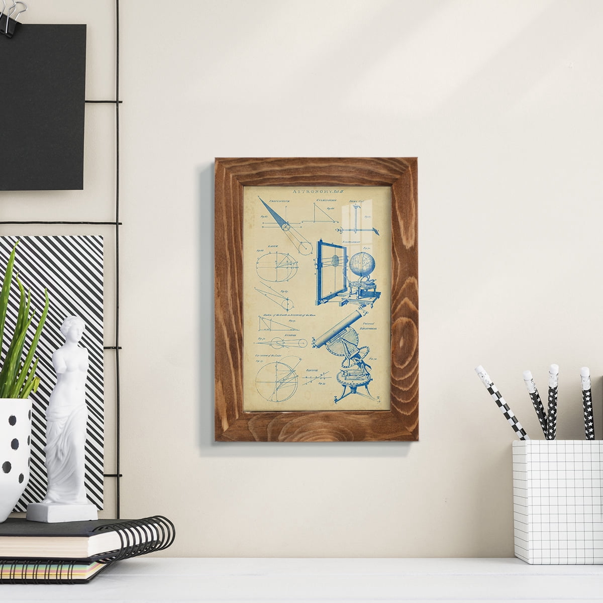 Vintage Astronomy II -Framed Print w/glass-Walnut