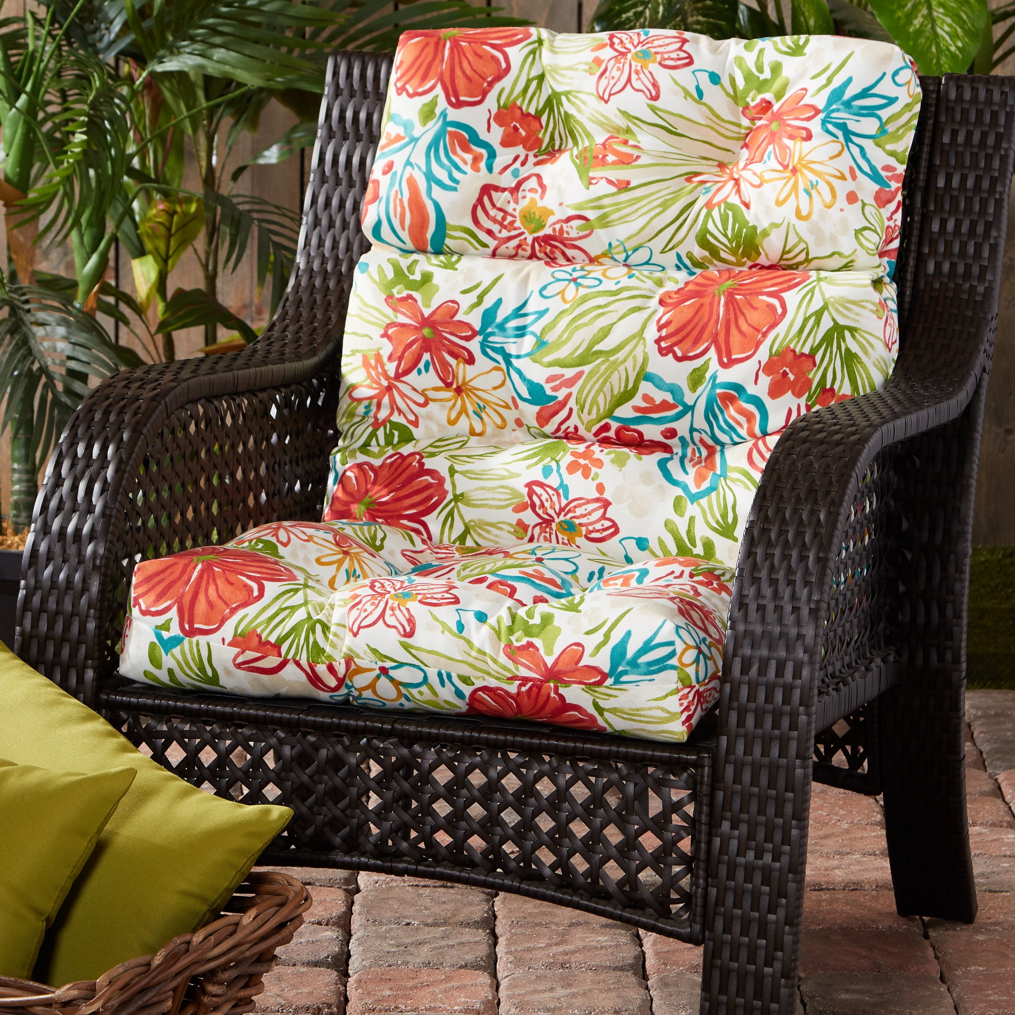 Rattan Garden Furniture Seat Pads - Breeze Floral Outdoor High Back ...