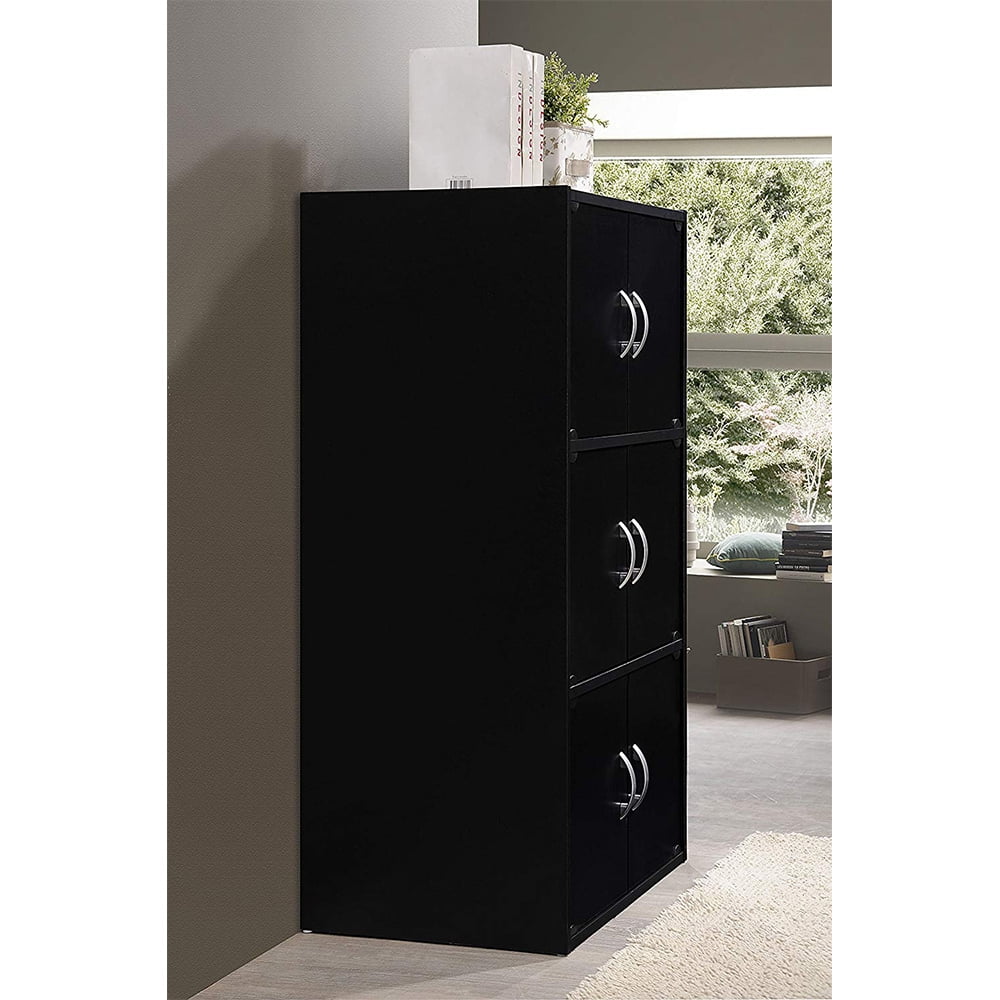 Home Indoor Decorative 3-Shelf, 6-Door Bookcase