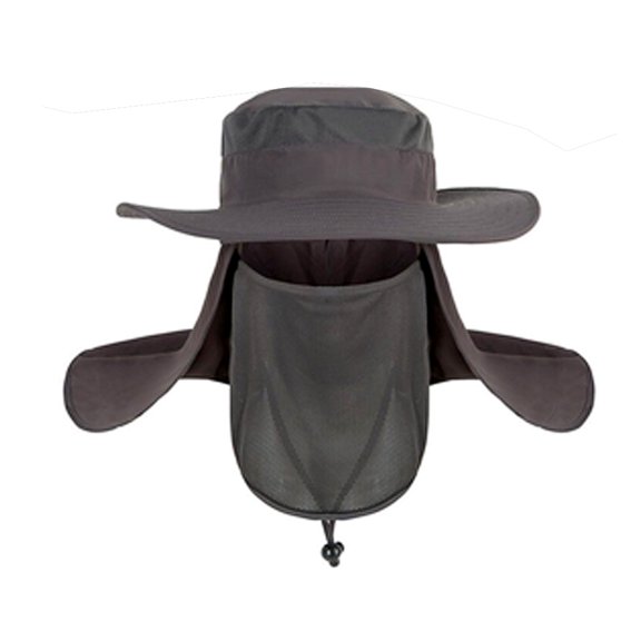 Dazone Fishing Hat, UPF 50 Protection Sun Hat with Removable Neck Flap and Face(Dark Gray)