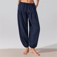 thumbnail image 2 of DHFJKG Womens Harem Pants Soft Cotton Casual Stretchy Drawstring Elastic Waist Ankle Length Loose Fit Tapered Pants Summer Bohomian Versatile Trousers, 2 of 4