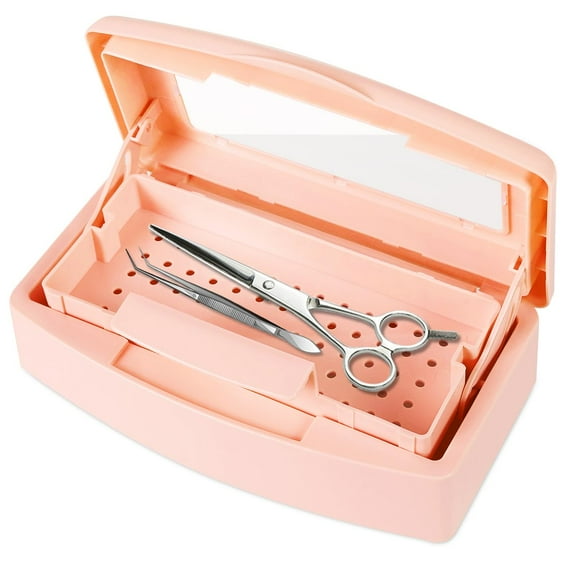 Sterilizer Box Nail Tool Barbicide Disinfectant Jar Plastic Disinfectant Container Suitable for Nail Tools Hair Salons Beauty Centers and Manicure and Nail Equipment(Orange)