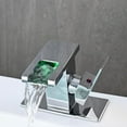 thumbnail image 2 of LED Bathroom Sink Faucet, Chrome Waterfall Single Hole Handle Vanity Faucets for Sinks 1 Hole with Metal Pop Up Drain and 2 Water Supply Lines, Side Handle, 2 of 11