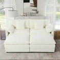 thumbnail image 2 of Deep Seat Sectional Cloud Sofa with 2 Ottomans & Soft Pillows, Loveseat Modular Couch for Living Room, Apartment,DIY Combination (Beige), 2 of 11