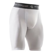 Shock Doctor Youth Boys Athletic Compression Shorts with Protective Flex Cup, White