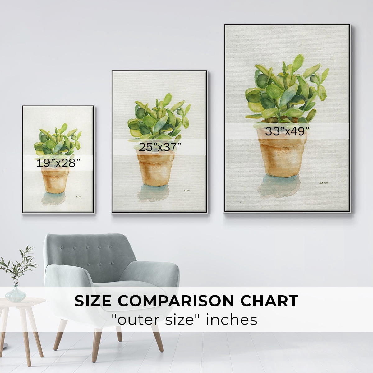 Succulent I Framed Premium Gallery Wrapped Canvas - Ready to Hang - 17 x 25 - White Floating Frame