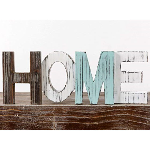 Wood Home Letter Sign Free Standing Cutout Word Decorative Table Sign for Home D 