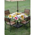 thumbnail image 4 of Outdoor Tablecloth with Umbrella Hole for Patio/Picnic/Party/Camping, Spring Floral Waterproof Table Cloth Square Cover Washable, Watercolor Lemons in Basket Garden Flowers (54"x 54"), 4 of 8