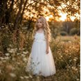 thumbnail image 4 of 2Bunnies Girls' 3T-8Y 3D Flower Petal Tie-Back Bow Maxi Flower Girl Dress, 4 of 4
