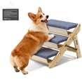 thumbnail image 4 of VEVOR Wood Pet Stairs, 3-Step Dog Stairs for Beds, Sofa & Cars, 150lbs Load Capacity, Floded Flat Design, Stable & Sturdy Cat & Dog Step Ladder for Small Medium Large Older Pet Puppy Essentials, 4 of 9