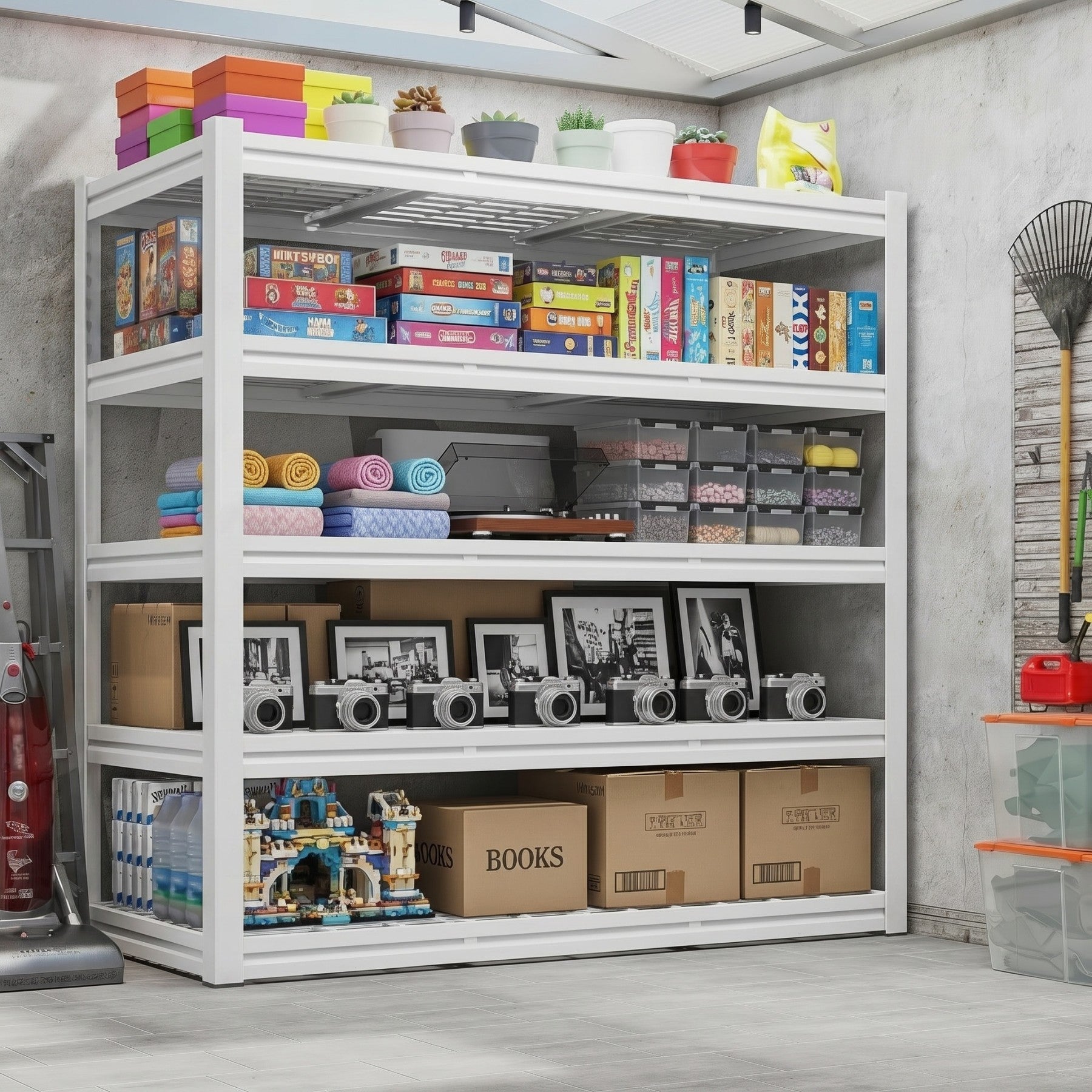 Sailvan 3500LBS Heavy Duty Garage Shelving, 5-Tier Adjustable Metal Storage Shelves, Industrial Steel Utility Rack, 60"W x 24"D x 72"H,Silver