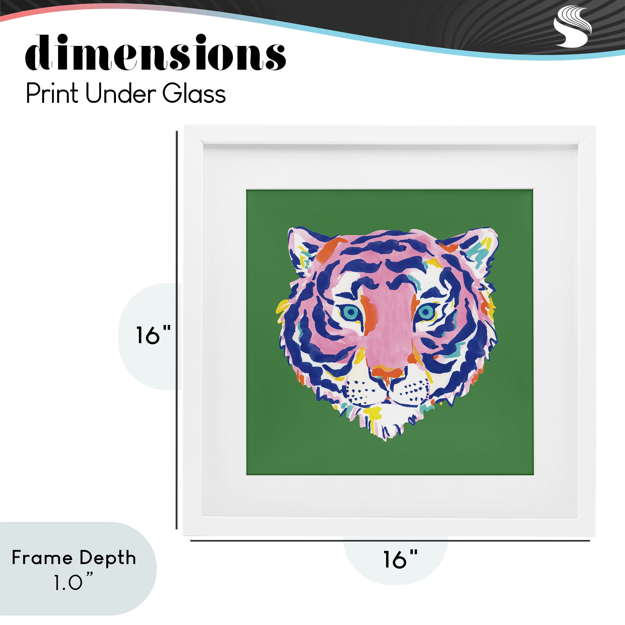 Stupell Industries Exotic Boho Tiger Face White Framed Print Under Glass, design by Karolina Sato