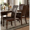 thumbnail image 4 of Traditional Dining Room Set: 7pc Brown Cherry Wood Table w/ Leaf &amp; 6 Chairs (Wood/Faux Leather). Seats 6. Extendable Rectangular Table for Elegant Dining., 4 of 13