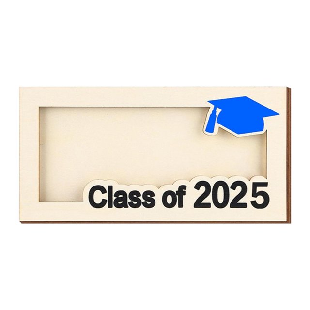 Caja de madera para tarjetas de graduación de 2025, ideal como regalo de graduación para universitarios. Azul