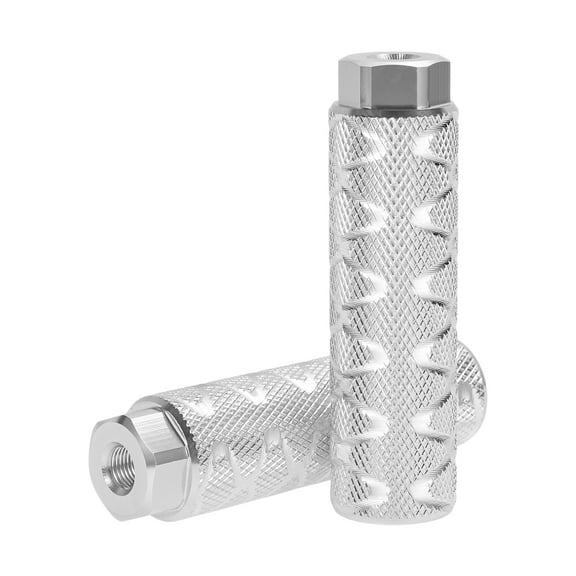 2 Pcs Aluminum Alloy Anti-Skid Bike Pegs 100mm Length Circle Texture Bicycle Backseats Stands Cycling Foot Pegs 3/8 inch Axles Silver Tone