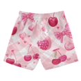 thumbnail image 2 of Kids' Beach Pants Comfortable Swim Trunks Cherry and Pink Bow Pattern Shorts for Pool Vacation and Lounge Wear Large, 2 of 8
