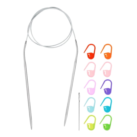 Uxcell Knitting Needles Size US 4(3.5mm) Circular Needle 31 Inch(80cm) Round Metal Stainless Steel Needle with Needles for Handmade Projects DIY Knitting