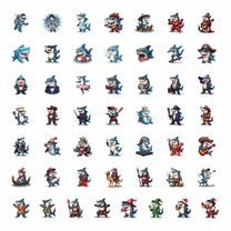 LUUFILx 50pcs Smart Shark Cartoon Stickers Animal Stationery Decals Cool Kids Toy Water Bottle Laptop Phone Tablet Bicycle Luggage Stickers