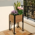 thumbnail image 4 of Mobile Elevated Corner Planter Box Raised Garden Bed Wood Texture Brown & Black, 4 of 5