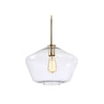 thumbnail image 3 of LamQee 11.8 in. W x 10.4 in. H 1-Light Clear Glass Champagne Gold Pendant Light with Shade, 3 of 5