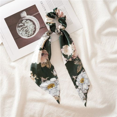 Scrunchie 38 Colours New Woman Beautiful Flower Printed Bow Hair Tie Rope/ Band 