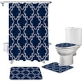 thumbnail image 2 of FMSHPON Modern Geometric 4 Piece Bathroom Set Shower Curtain Bath Rug Contour Mat and Toilet Lid Cover, 2 of 8